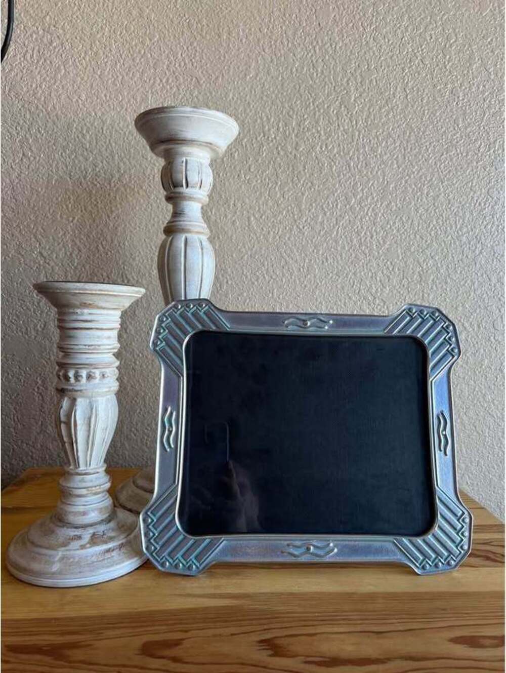 Vintage Wilton Armetale Aztec Pewter Frame Turquoise Southwest Metal Design